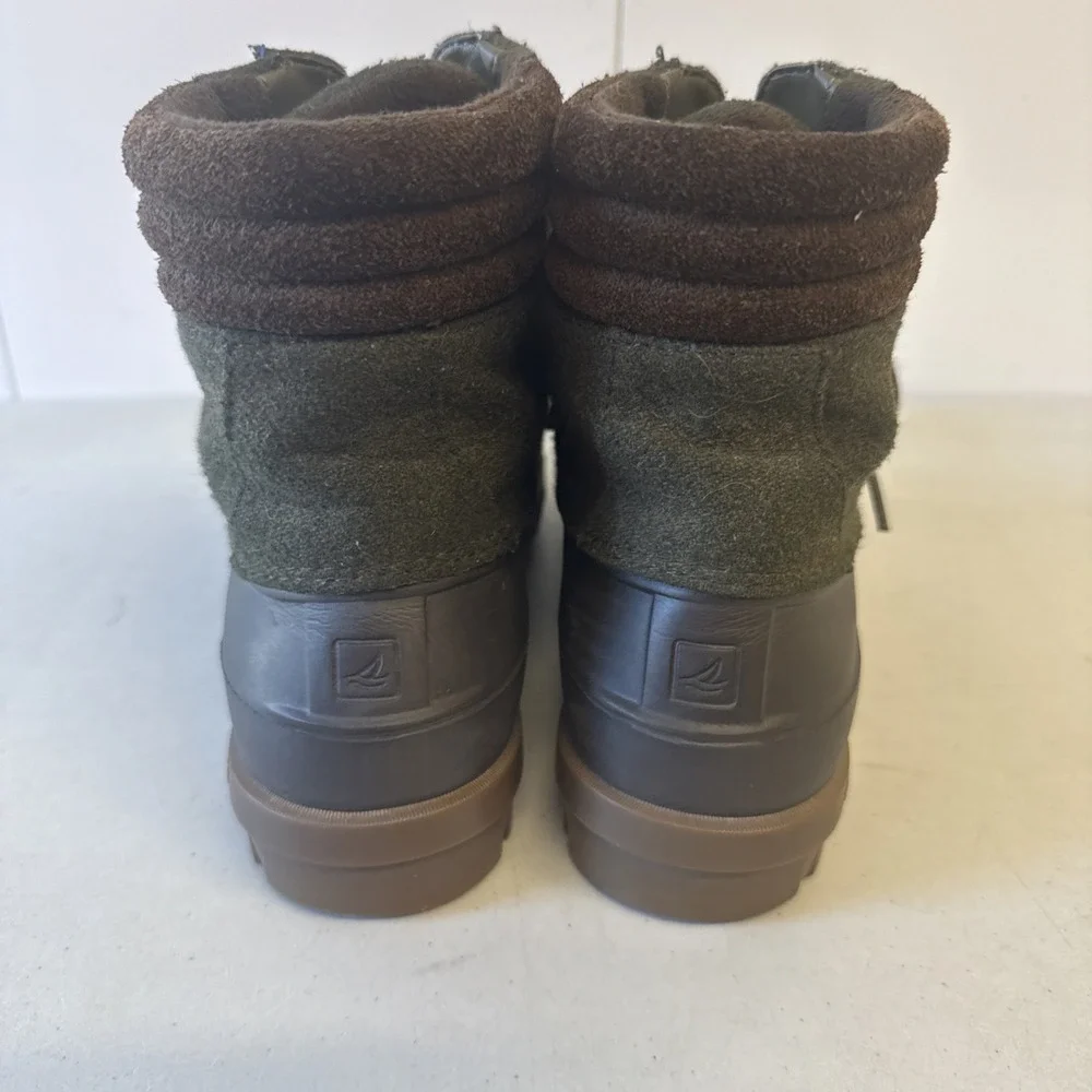 Sperry Avenue Duck Boots Mens 8.5 Green Wool 3M Thinsulate Rain Boots STS22310